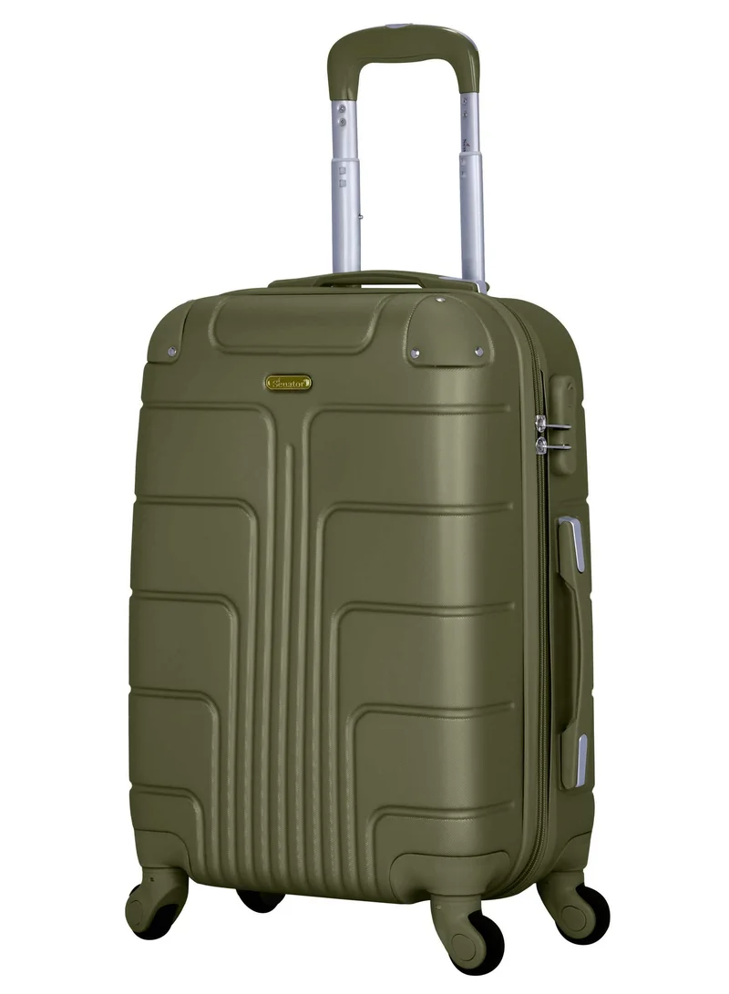 SENATOR Hard Case Travel Bag Cabin Luggage Trolley ABS Lightweight Suitcase with 4 Spinner Wheels A1012 Olive Green